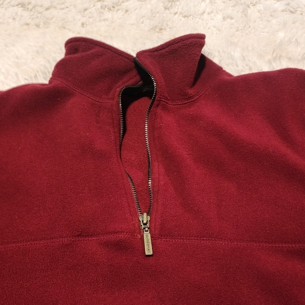 WEATHRPROOF Pullover 1/4 Zip Fleece Men's Burgundy Pocketed Jacket Sz. L - Picture 2 of 8